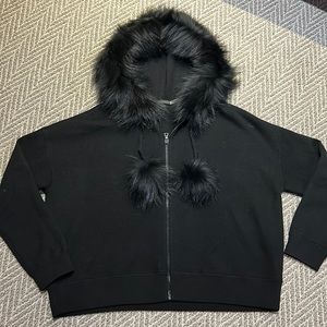 Alice & Olivia zip up sweater, size L, color black